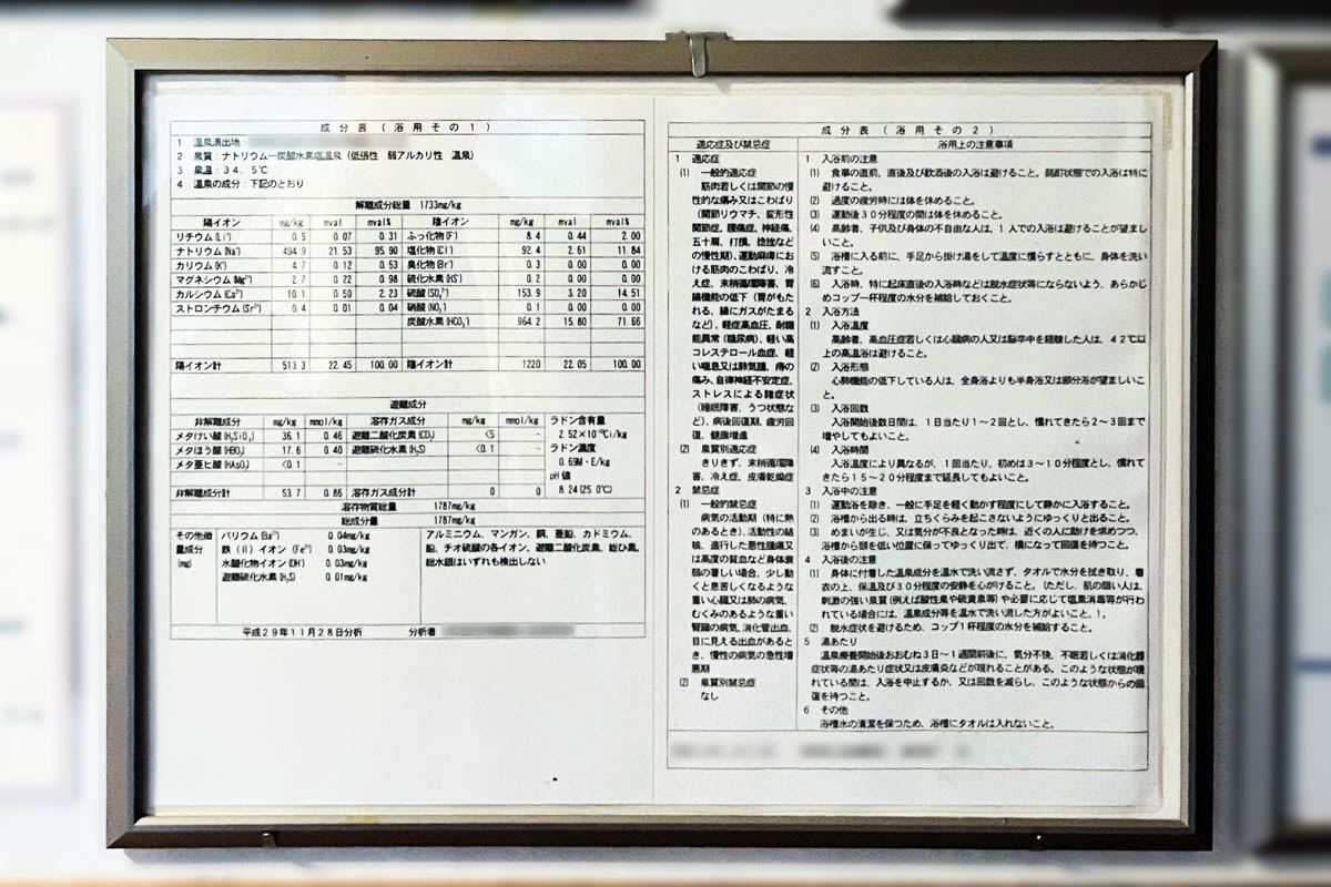 温泉分析書のイメージ