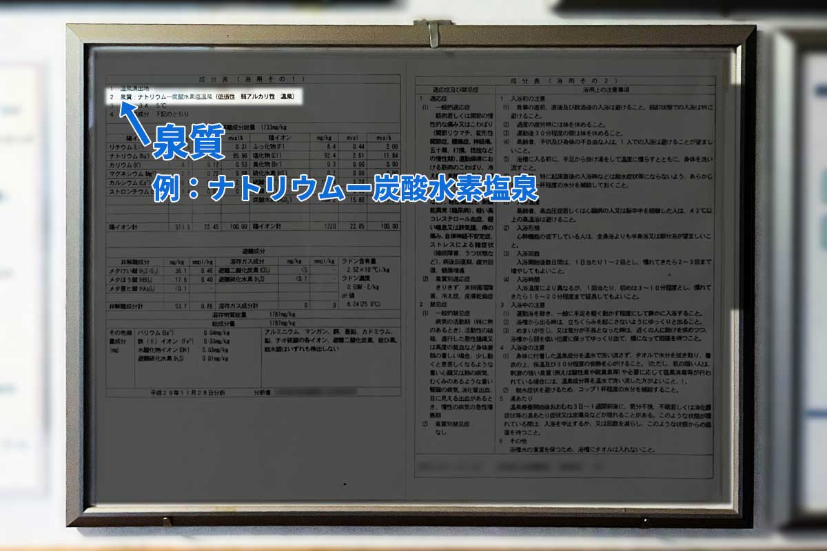 温泉分析書の泉質部分